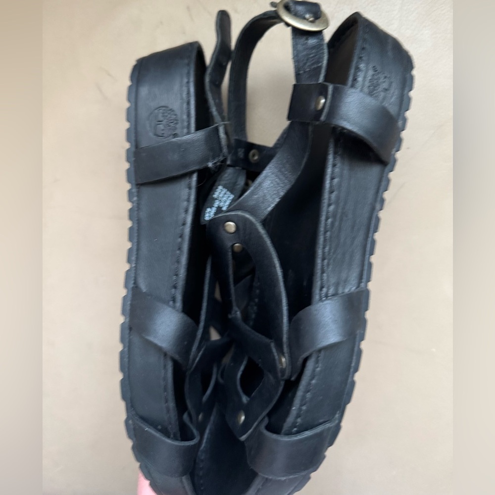 Timberland Black Leather Strapy Women’s Sandals Size 7 M - Picture 3 of 9